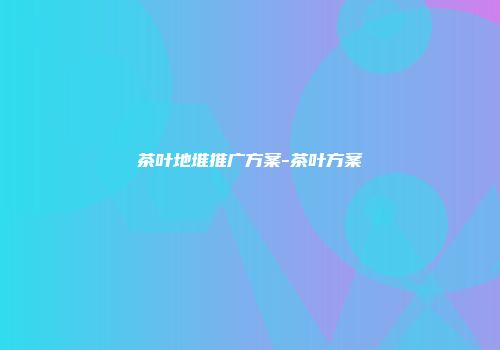 茶叶地堆推广方案-茶叶方案