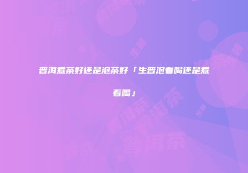 普洱煮茶好还是泡茶好「生普泡着喝还是煮着喝」