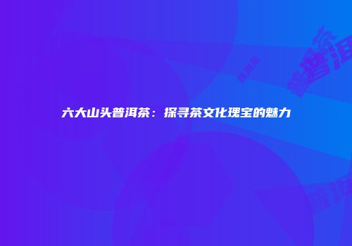六大山头普洱茶：探寻茶文化瑰宝的魅力