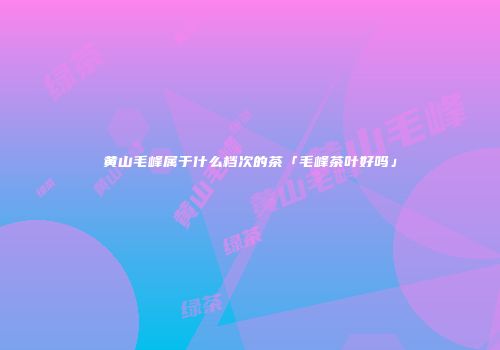 黄山毛峰属于什么档次的茶「毛峰茶叶好吗」