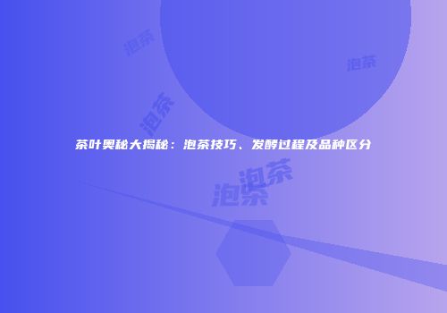 茶叶奥秘大揭秘：泡茶技巧、发酵过程及品种区分