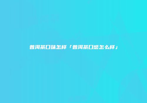 普洱茶口味怎样「普洱茶口感怎么样」