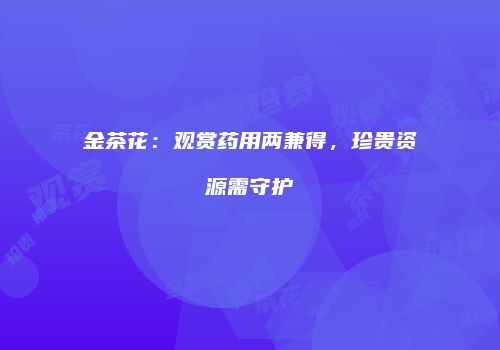 金茶花：观赏药用两兼得，珍贵资源需守护