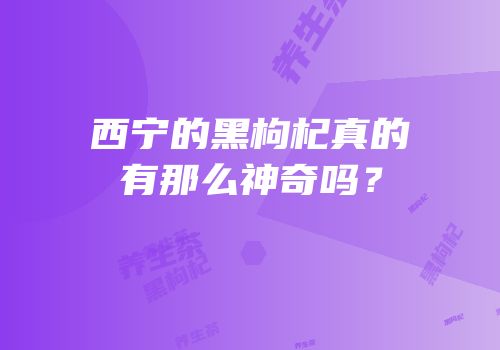 西宁的黑枸杞真的有那么神奇吗？