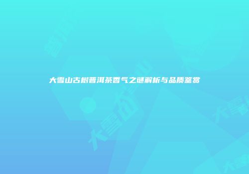 大雪山古树普洱茶香气之谜解析与品质鉴赏