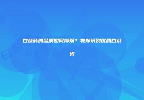 白茶砖的品质如何辨别？教你识别优质白茶砖
