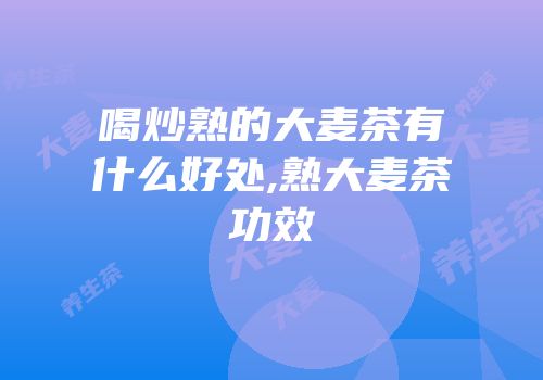 喝炒熟的大麦茶有什么好处,熟大麦茶功效