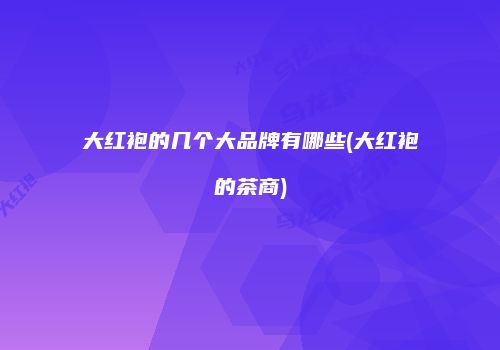 大红袍的几个大品牌有哪些(大红袍的茶商)