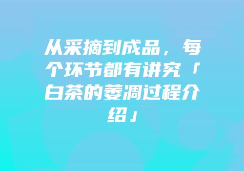 从采摘到成品，每个环节都有讲究「白茶的萎凋过程介绍」