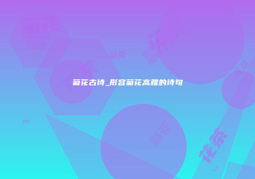 菊花古诗_形容菊花高雅的诗句
