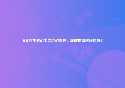 2017年君山毛尖价格飙升，你知道如何选购吗？