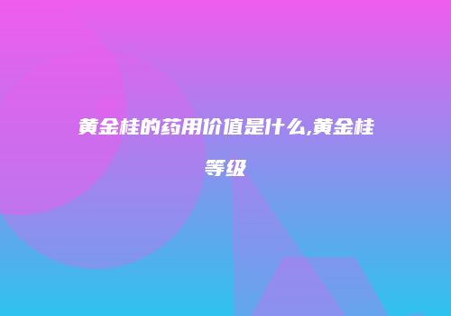 黄金桂的药用价值是什么,黄金桂等级