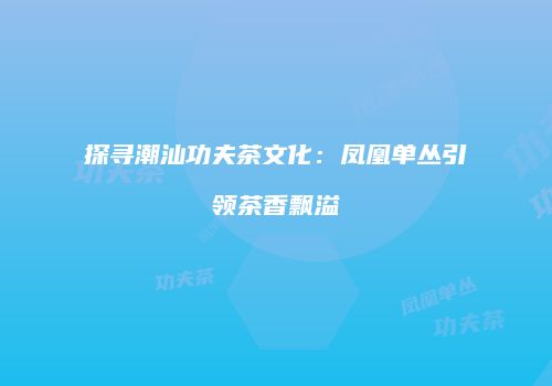 探寻潮汕功夫茶文化：凤凰单丛引领茶香飘溢