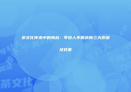 茶文化传承中的挑战：年轻人不喝茶的三大原因及对策