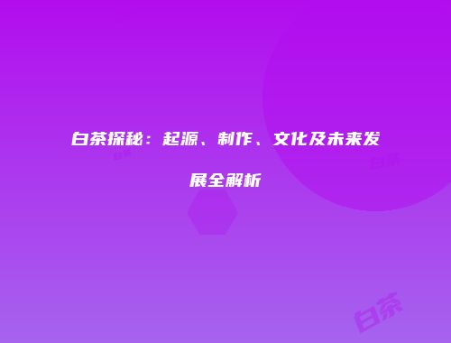 白茶探秘：起源、制作、文化及未来发展全解析