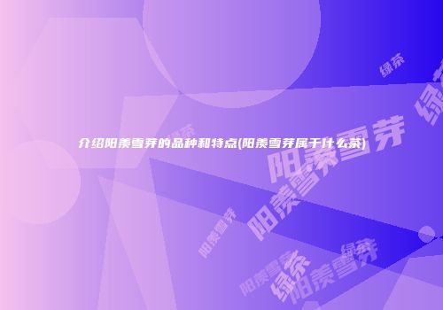 介绍阳羡雪芽的品种和特点(阳羡雪芽属于什么茶)