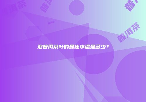 泡普洱茶叶的最佳水温是多少？
