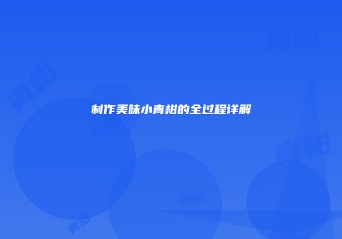 制作美味小青柑的全过程详解