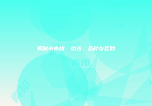 揭秘小青柑：功效、品种与区别