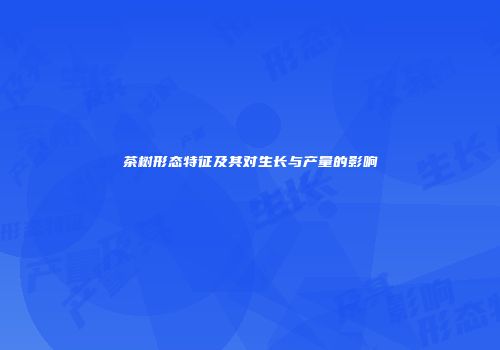 茶树形态特征及其对生长与产量的影响