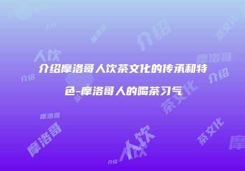 介绍摩洛哥人饮茶文化的传承和特色-摩洛哥人的喝茶习气