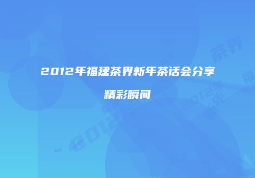 2012年福建茶界新年茶话会分享精彩瞬间