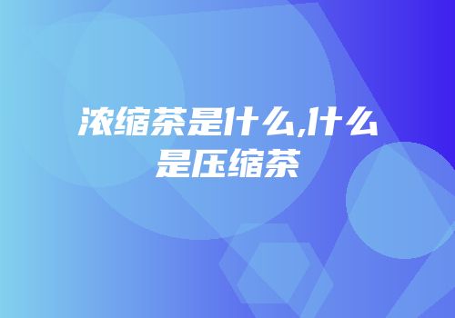 浓缩茶是什么,什么是压缩茶