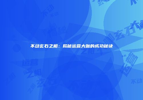 不动玄石之相：揭秘运营大咖的成功秘诀