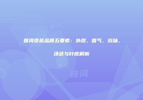 普洱贡茶品质五要素：外观、香气、滋味、汤色与叶底解析