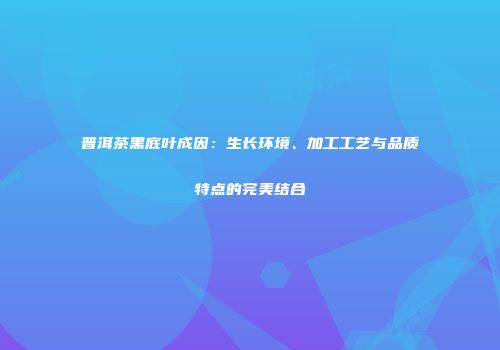 普洱茶黑底叶成因：生长环境、加工工艺与品质特点的完美结合