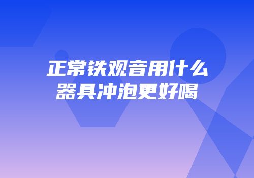正常铁观音用什么器具冲泡更好喝