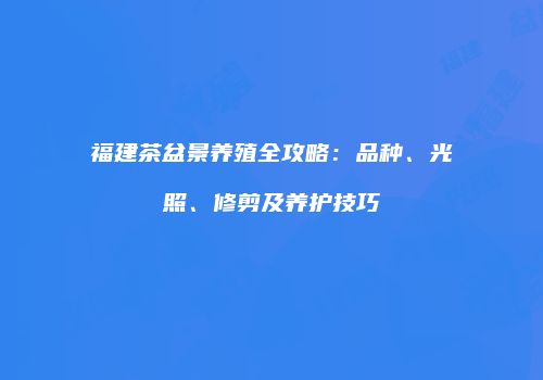 福建茶盆景养殖全攻略：品种、光照、修剪及养护技巧
