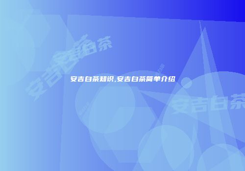 安吉白茶知识,安吉白茶简单介绍