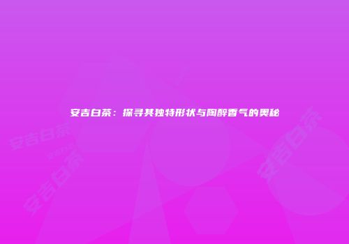安吉白茶：探寻其独特形状与陶醉香气的奥秘