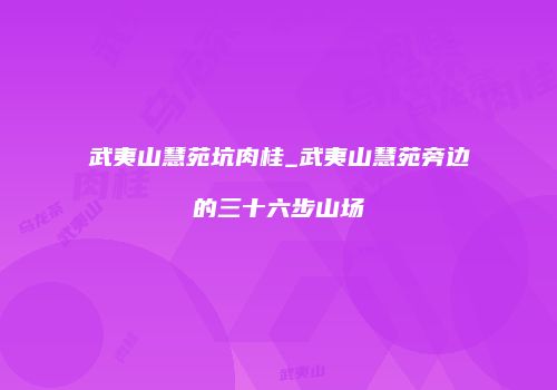 武夷山慧苑坑肉桂_武夷山慧苑旁边的三十六步山场