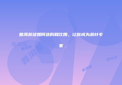 普洱茶球如何选购和饮用，让你成为茶叶专家
