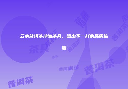 云南普洱茶冲泡茶具，喝出不一样的品质生活