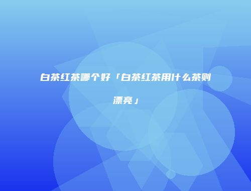白茶红茶哪个好「白茶红茶用什么茶则漂亮」