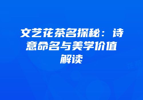 文艺花茶名探秘：诗意命名与美学价值解读