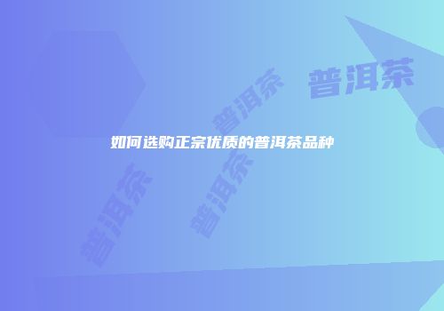 如何选购正宗优质的普洱茶品种
