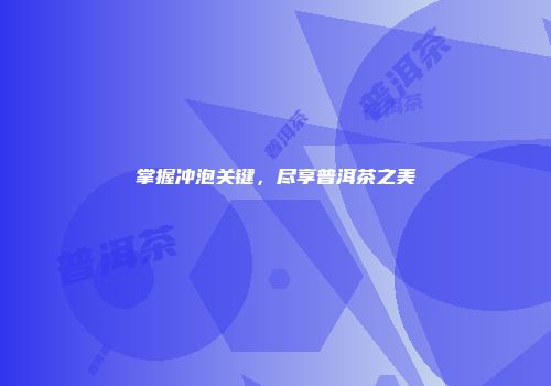 掌握冲泡关键，尽享普洱茶之美