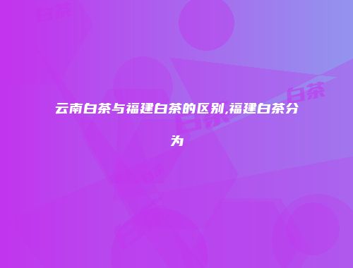 云南白茶与福建白茶的区别,福建白茶分为