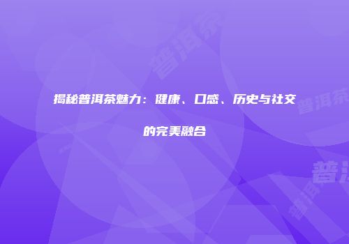 揭秘普洱茶魅力：健康、口感、历史与社交的完美融合