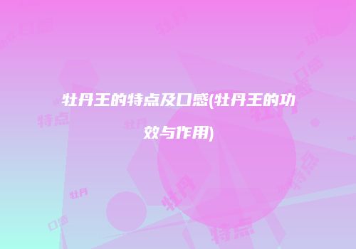 牡丹王的特点及口感(牡丹王的功效与作用)