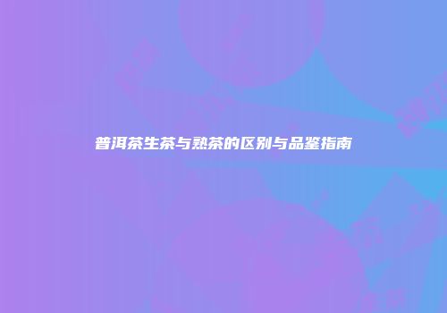 普洱茶生茶与熟茶的区别与品鉴指南