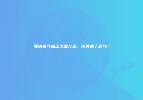 毛尖茶叶加工流程介绍，你真的了解吗？