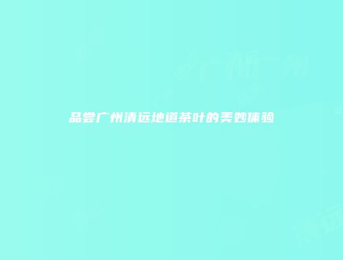 品尝广州清远地道茶叶的美妙体验