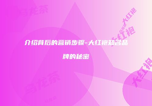 介绍背后的营销步骤-大红袍知名品牌的秘密