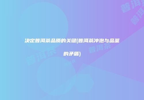 决定普洱茶品质的关键(普洱茶冲泡与品鉴的矛盾)