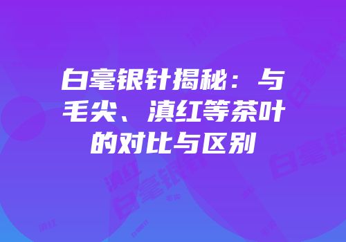 白毫银针揭秘：与毛尖、滇红等茶叶的对比与区别